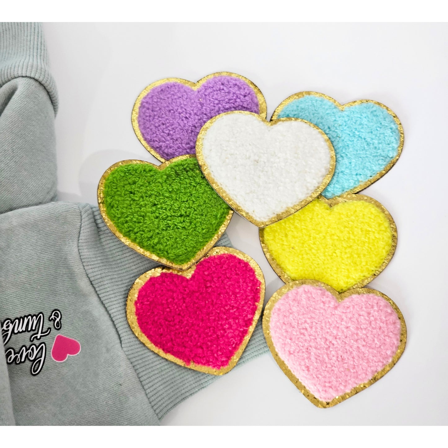 3D Embroidered Love Glitter Hearts Patches