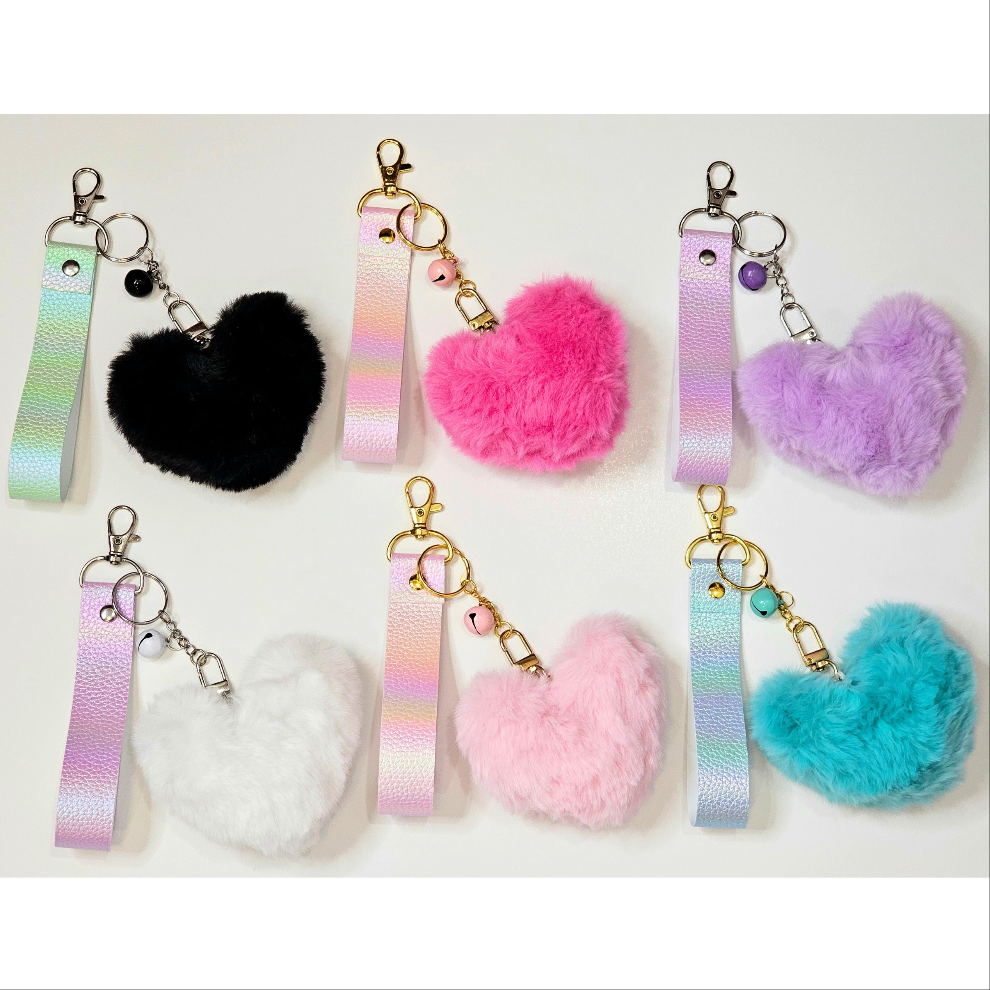 Fluffy Heart Keychain