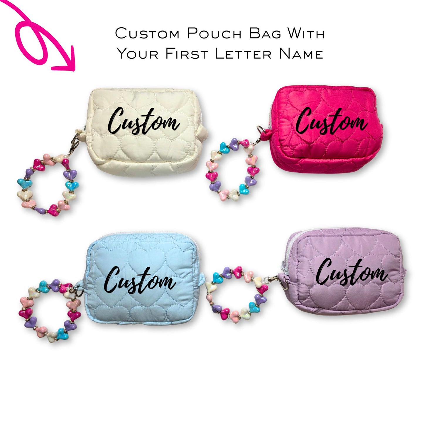 Heart Custom Puffer Pouch Bag