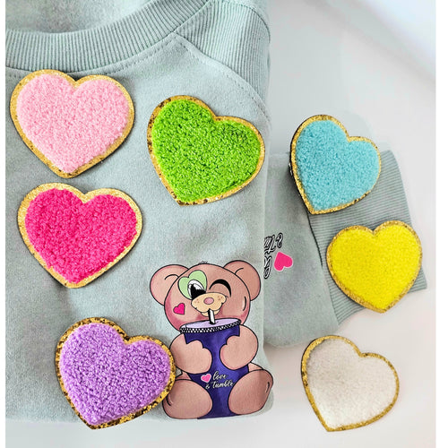 3D Embroidered Love Glitter Hearts Patches