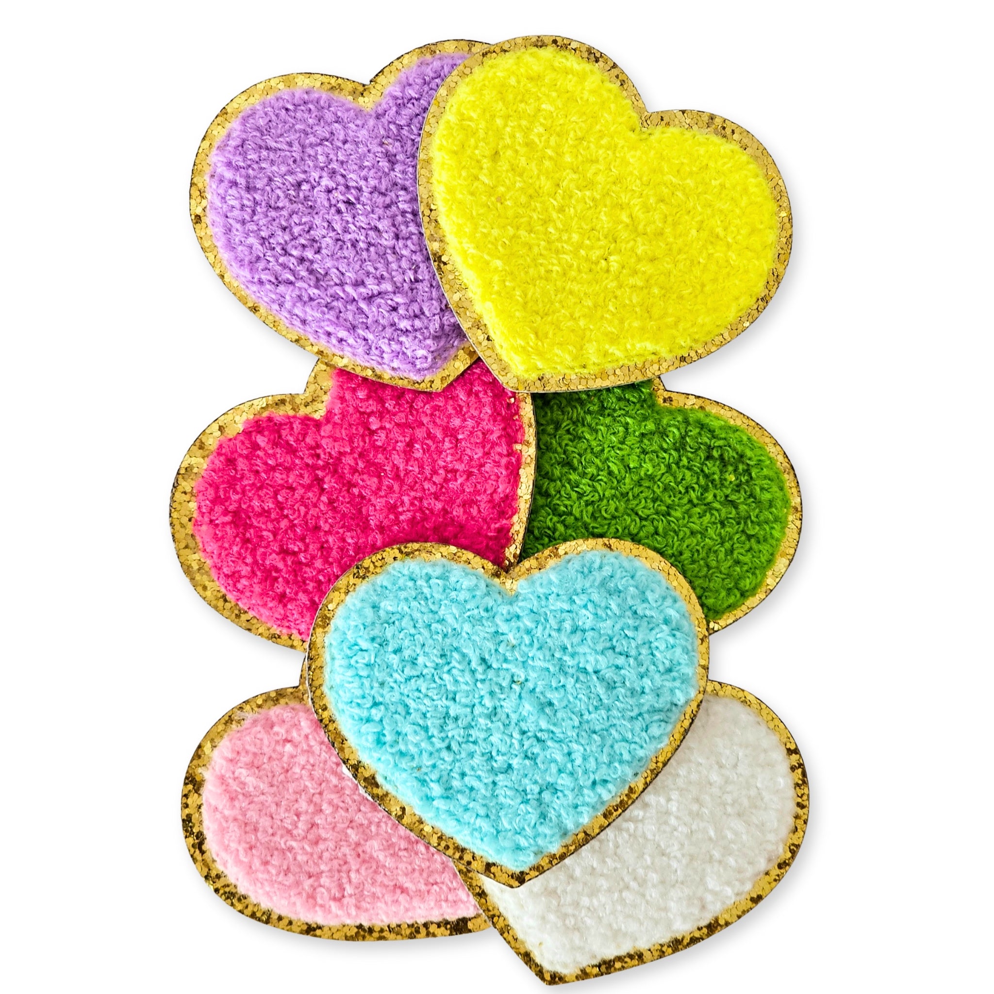 3D Embroidered Love Glitter Hearts Patches
