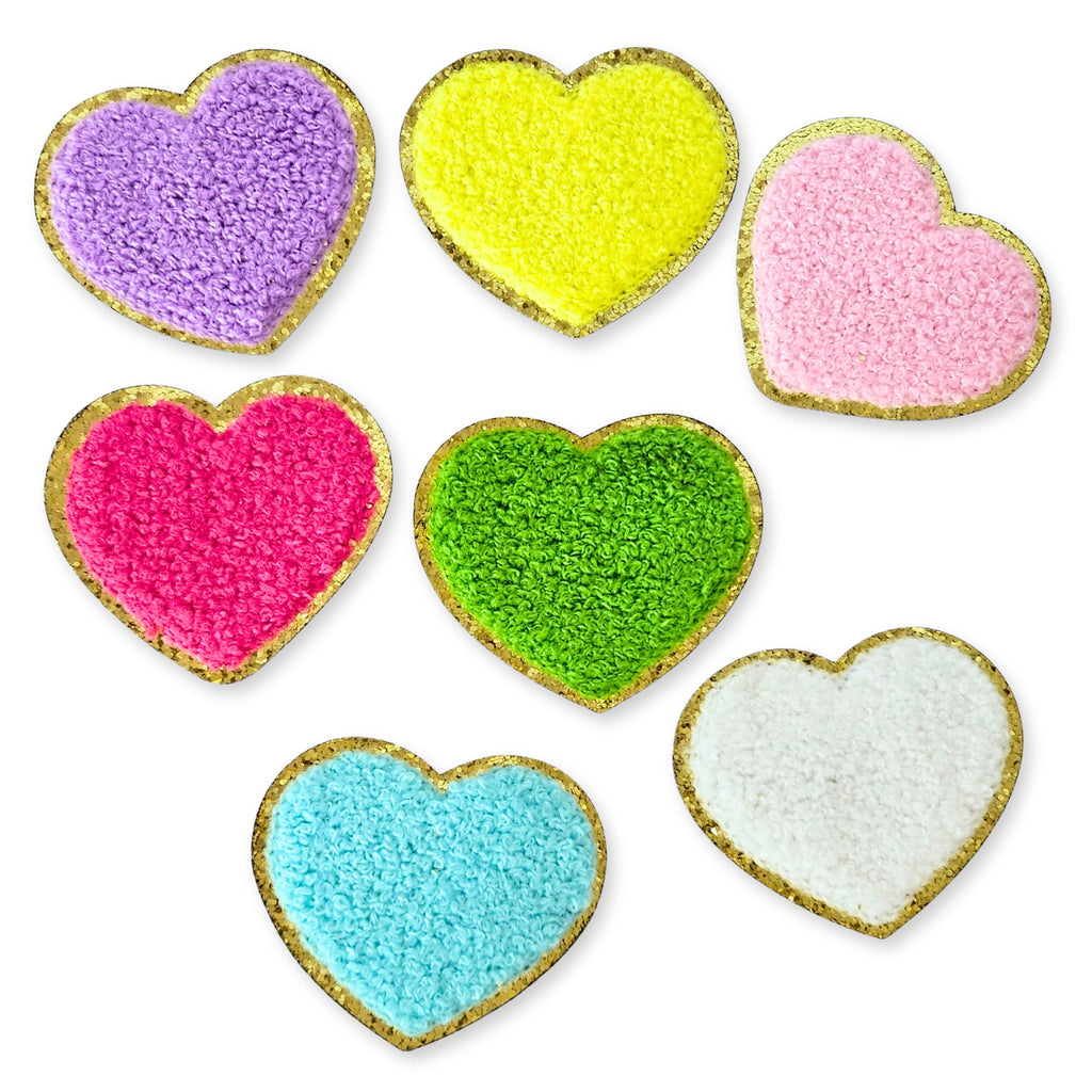 3D Embroidered Love Glitter Hearts Patches