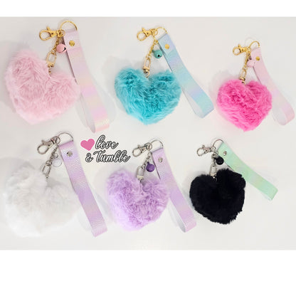 Fluffy Heart Keychain