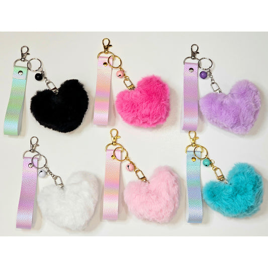 Fluffy Heart Keychain